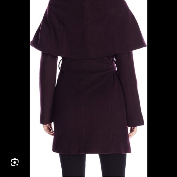 TAHARI Belted Burgundy Wrap Coat size XS - Picture 2 of 6